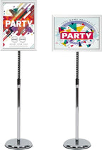 Pedestal Poster Stand, Adjustable Aluminum 11 x 17 Floor Standing Holder for Vertical and Horizontal View Sign Display, Silver