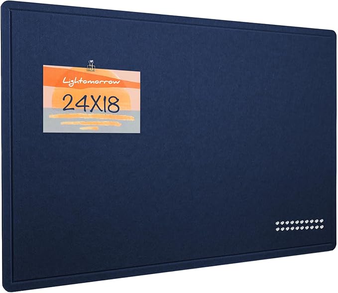 Bulletin Board, 24 x 18 inches Felt Board Decorative Pin Board, Cork Board Alternative for Wall, Foldable Photo Board Self-Adhesive Vision Board with 20 Pushpins - Dark Blue