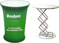 Custom Portable Tradeshow Podium Table Exhibition Counter Stand Booth,Hydraulic lift, Luminescent, Light box(Ellipse)
