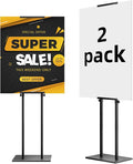 2Pack Sign Holder Stand,Display Stand,Heavy Duty Adjustable Pedestal Sign Stand Up to 75 inch,Double-Sided for Board & Foam Sign,Sign Stand with Base,Fit Wedding,Restaurant or Business etc(Poster not Included)
