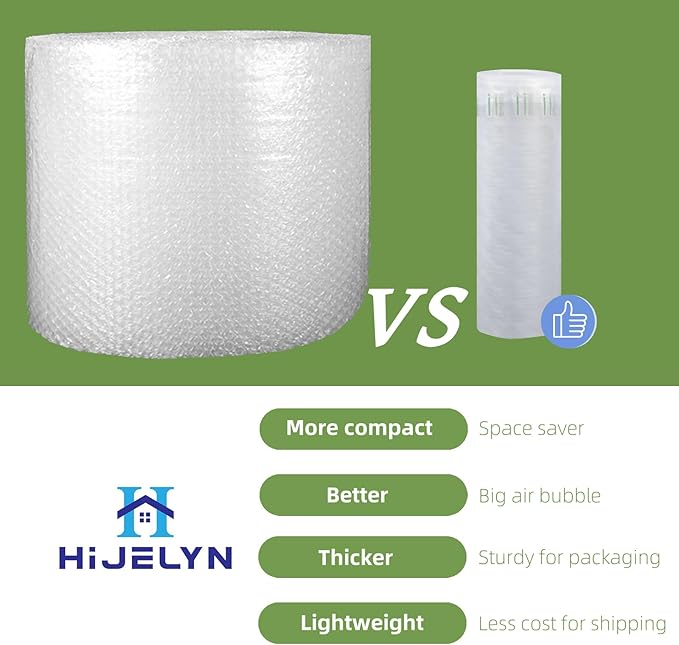 Bubble Cushioning Wrap Roll Inflatable Bottle Shipper Protector Sleeve, Air Pillows for Shipping Large Size Air Bubbles Packing Supplies for Fragile Items Recyclable Packaging Material 12"x82'