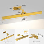 Picture Lights for Wall, Battery Operated Picture Light 24in Gallery Light for Paintings CCT Dimmable Recharging Battery Wall Light with Remote Control for Living Room Gallery Dartboard