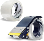 Excell ET-22686 Anti-Backflow Metal Packaging Tape Dispenser (2" Wide) with 2 Roll Tapes for Packaging, Transportation, Moving and Box Sealing Carton (Tape Gun + 2 Tapes)