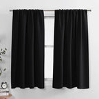 PONY DANCE Bedroom Drapes Set - Blackout Curtains All Season Solid Rod Pocket Top Curtain Panels/Thermal Insulated Draperies Window Treatments, W 42 by L 63 inches, Black, 1 Pair