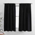 PONY DANCE Blackout Short Window Curtain Panels 45 inch Long - Thermal Insulated Rod Pocket Drapes for Bedroom Dorm Storage Cabinet Basement Farmhouse Decor, Black, W 34 x L 45 inches, 2 Panels