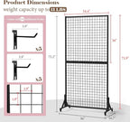Kokorona 2-Pack 2.9' x 6' Grid Wall Panel Display Stand with 10 Grid Hooks, Wire Grid Wall Display Rack with Rubber Wheels, Floorstanding Art Display Panels for Art Craft Show, Retail Display Stand