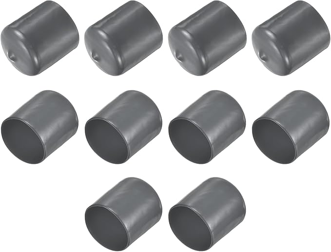 uxcell 10pcs Rubber End Caps 36mm ID Vinyl Round End Cap Cover Screw Thread Protector Dark Grey