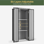 Aoxun 31x19 in Outdoor Storage Cabinet Metal Garden Shed with 2 Adjustable Shelves 3 Layer Indoor& Outdoor Waterproof Vertical Storage Shed for Patio Garden, Garage, Porch (Black, 22 Cu.Ft)