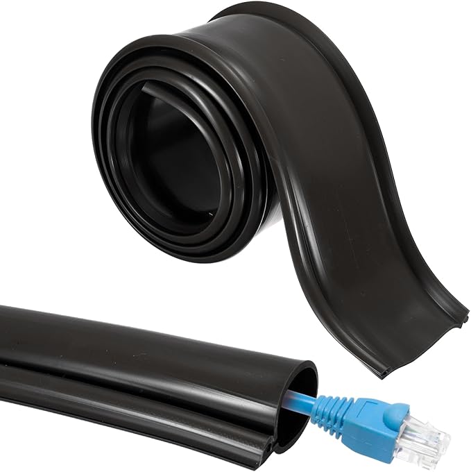 MECCANIXITY 3.3ft Cable Management Sleeve, 0.8 Inch ID Flexible Cord Wires Hider Cover Insulation Snap-fit Protector for Substation, High-Voltage Electrical Networks, Black