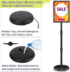 Adjustable Sign Holder Stand 8.5x11 inch, Floor Standing Sign Holder, 360° Rotation, Signage Stand with Snap-Open Frame Display, Outdoor Indoor Standing Display Sign Holders for advertising