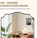 ANDY STAR Brushed Nickel Bathroom Mirror, 28x36 Inch Asymmetrical Wall Mirror, Modern Rectangle Mirror with Unique Wavy Design Ideal for Home Decor, Premium Stainless Steel Metal