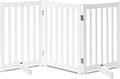 LZRS Freestanding Dog Gate 30 inch Tall - 3 Panels Solid Wooden Pet Gate for Doorways, Stairs & Hallways, Expandable & Foldable with Support Feet，Indoor Use,White