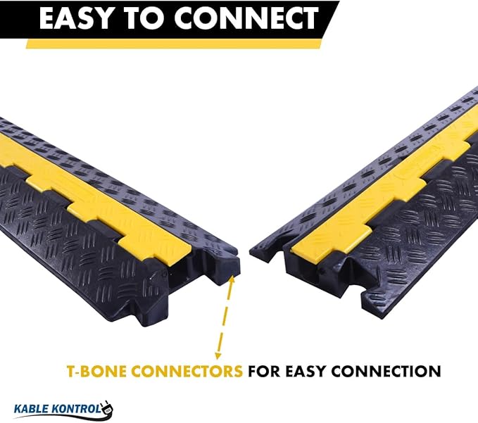 Kable Kontrol Atlas Heavy Duty Cable Protector Ramp - 1 Channel Bulk Wholesale Pallet - 70 Pcs - 39" Long Black & Yellow - 24,000 Lbs Capacity - Rubber Speed Bump Wire Protector Cord Cover - CP9896