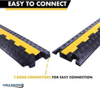 Kable Kontrol Atlas Heavy Duty Cable Protector Ramp - 1 Channel Bulk Wholesale Pallet - 10 Pcs - 39" Long Black & Yellow - 24,000 Lbs Capacity - Rubber Speed Bump Wire Protector Cord Cover - CP9896