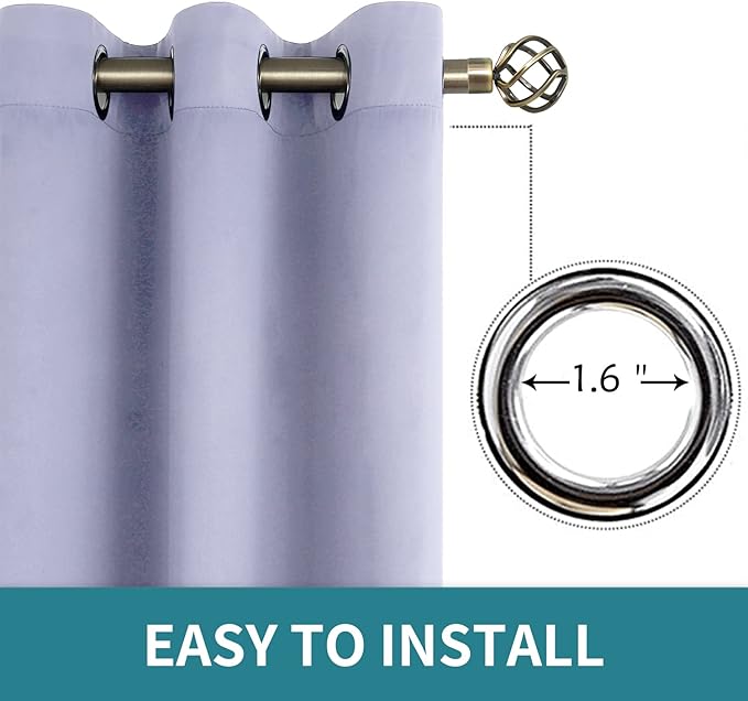 BGment Room Darkening Curtains 54 Inches Long - Grommet Thermal Insulated Drapes Window Treatment Curtains for Bedroom, 2 Panels, 52 x 54 Inch, Lavander