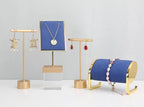 GemeShou Gold Metal Small Earring T Bar Stand Retail Display Holder, Retail Jewelry photography props for Show【Gold-Round Base Height 4.5"】