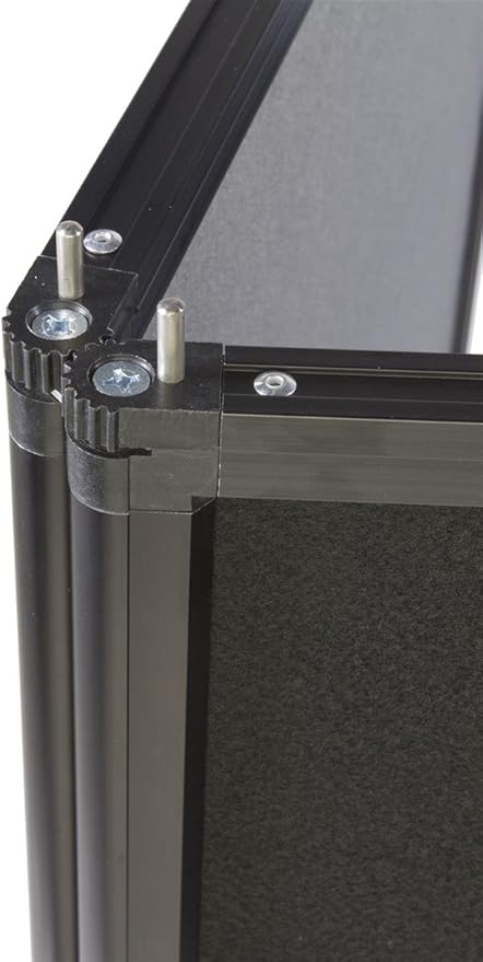 10-Panel Trade Show Display with Black Aluminum Frame, Easy Setup, Carrying Bags Included, Double-Sided - Black and Gray Hook & Loop-Receptive Fabric