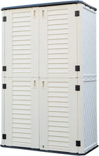 HOMSPARK Storage Shed Weather Resistance, Multi-Purpose Outdoor Storage Cabinet for Backyards and Patios, Horizontal Storage Shed for Lawnmower, Patio Accessories (White, Tall - 53 cu.ft)
