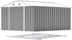 Patiowell 10 x 12 FT Metal Storage Shed for Outdoor with Floor Frame, Steel Yard Shed with Design of Lockable Doors, Utility and Tool Storage for Garden, Backyard, Patio, Outside use, Grey