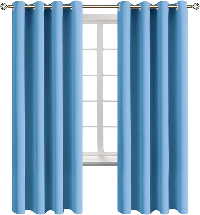BGment Room Darkening Curtains 72 Inches Long - Grommet Thermal Insulated Drapes Window Treatment Curtains for Bedroom, 2 Panels, 52 x 72 Inch, Sky Blue