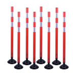 8 Pack Traffic Delineator Posts – High Visibility Reflective Safety Cones with Spring Base for Roadway, Parking, Garage, Construction Zones (Orange, 48 Inch)