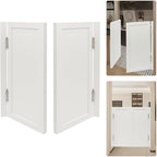 Solid Wood Interior Swing Door with Metal Hinges - Swinging Cafe Doors for Kitchen, Stairs, Bedroom Entrance & Partition (White, 35.43"X35.43")