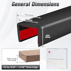 Rubber Edge Trim, Self Adhesive U Channel Edge Trim, Big Size U Shaped Trim, Edge Banding for Plywood, Woods, Shelf, Cabinet, Countertop, Size 5/8"(16mm), Length 20Ft, Black