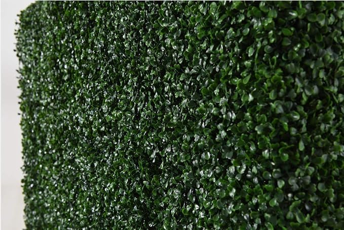 Artificial Boxwood Hedge Wall with Black Stainless Steel Base, Outdoor and Indoor Backdrop Divider Privacy Screen and Decorative Wall for Patio, Balcony, Restaurant, Various Events 48" W*12" D*48" H