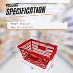 Stackable Plastic Shopping Baskets, Red and Blue, Easy-Grip Handles for Grocery, Retail, Liquor Stores, Home Use (6-pack, Red)