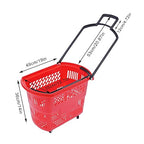 Rolling Shopping Baskets, 6PCS Shopping Carts 35L/9.2gal Plastic Rolling Shopping Basket with Wheels and Handle for Carrying and Storing Clothing Groceries (Red)