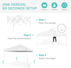 Best Choice Products 10x10ft 1-Person Setup Pop Up Canopy Tent Instant Portable Shelter w/ 1-Button Push, Case, 4 Weight Bags - White/White