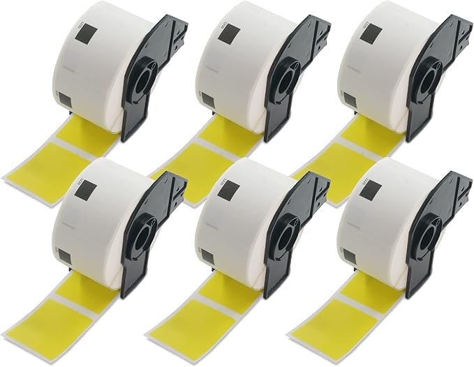 BETCKEY - White Food Labels Replacement for Brother DK-1220 (1.5 in x 1.8 in), Compatible with Brother QL Label Printers [6 Rolls/3720 Labels, Yellow]