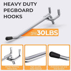 INCLY 50 Pack 4 Inch Pegboard Hooks, 1/4" Heavy Duty Peg Board Hooks Accessories with Rubber Tipped, Peg Board Tool Hangers Fit 1/4" Pegboard for Hanging Tools Garage, Craft Room, Kitchen, Store