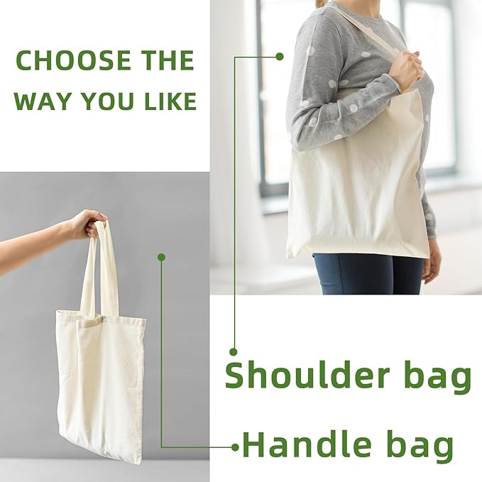 6 I 12 I 24 I 48 Pack Canvas Tote Bags,Reusable Blank Canvas for Shopping Bags,Grocery Bags,DIY Gift Bags