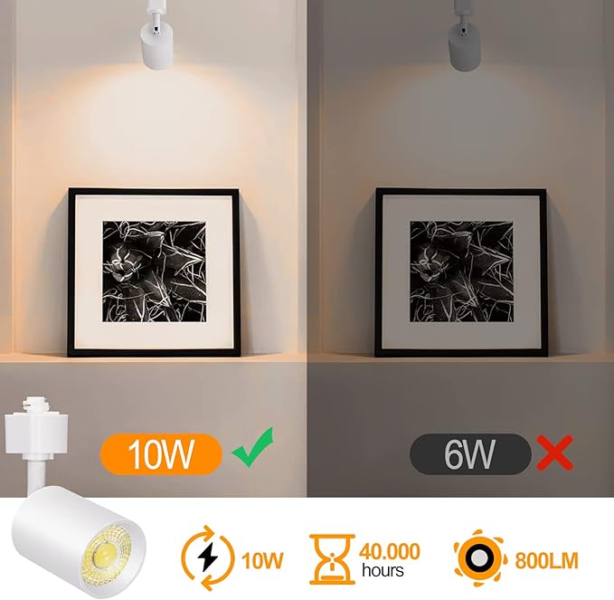 VANoopee 16-Pack 10W Dimmable LED Track Lighting Heads H Type Track Light Replacement Fixtures Bright 4000K Neutral White Ceiling Spotlight for Accent Task Art, Flicker Free CRI90+ 24° 800lm White