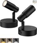 PESUTEN Spot Lights Indoor, Rechargeable Picture Light with Remote, Dimmable CCT Spotlight for Wall Art, 6000mAh Battery Uplights Indoor with Timer for Plant Artwork Painting Sofa Corner Black