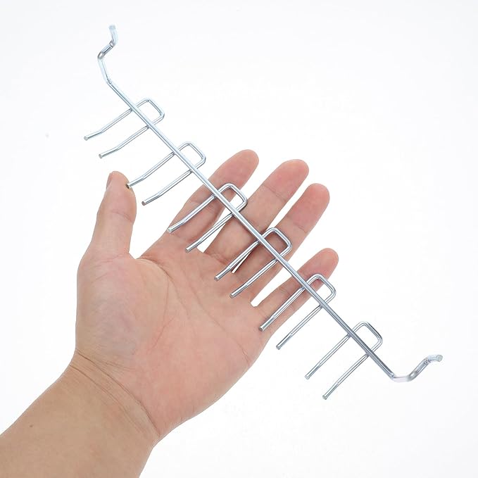 2pcs Heavy Duty Multi-Prong Pegboard Tool Holder Hooks Set Wall Mount Organizer for Garage Home Office Storage and Workspace Neatness