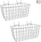 G.CORE 2 Pack Pegboard Baskets, Metal Shelves Hooks to 1/8" 1/4" Peg Boards, Peg Board Baskets Bins Set - Organize Tools Workbench Accessories Garage Storage Wall Mount Organizer Attachments (Medium)