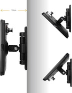 Tablet Wall Mount Bracket with fold for iPad 10.2-Inch (9th,8th,7th Gen.), Extend Adjustable Arm Swivel with Anti Theft Security Lock and Key, Multi Angle, Rotate Design,Metal (Black)