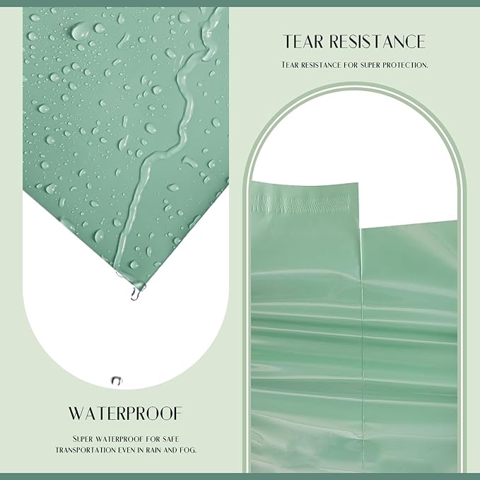 Metronic Large Poly Mailers 24x24 100 PCS, Strong Adhensive Shipping Bags for Clothing, Waterproof Shipping Envelopes for Small Business, Tear-resistant Mailers Poly Bags in Grayed Jade Green