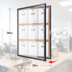 Outdoor Bulletin Board 38x28 Inch Enclosed Tamper-Proof Cork Notice Board with Rust-Resistant Aluminum Frame & Lock, Weatherproof for Hospital, Restaurant Kitchen, Office (Black Frame)