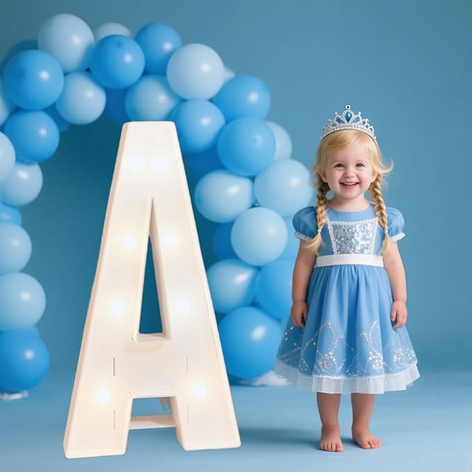 PRELIFE MEMORY 3FT/36 Inch Light Up Marquee Letter A-Z, Cold White Frame KT Board Plug-in KT Board with Bracket White LED Party Decorative Light Decoration for Birthday Party Anniversary (Letter A)