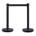 DuraSteel Crowd Control Barriers Line Dividers - Metal Stanchion Posts with 6.5ft Black Retractable Belt Ropes - for Store Queues, Airport Lines, Event Entries - 2 Set/Pack