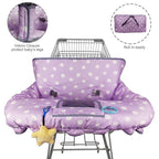 Shopping Cart Cover for Baby boy Girl, Multi-in-1 Cart Covers for Babies, Infant High Chair Cover, Machine Washable, Soft Padded Grocery cart seat Cushion Cover, Purple dot