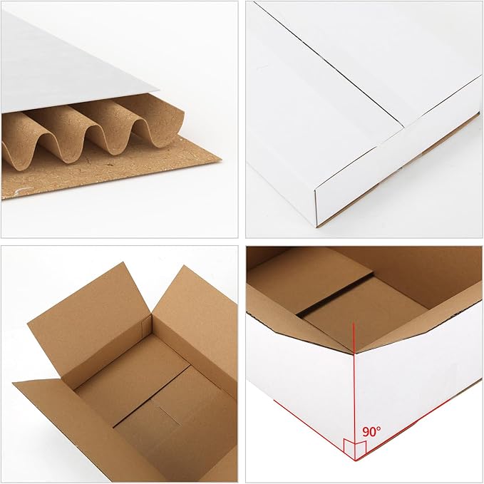 CRUGLA 9x6.5x2 White Shipping Boxes Set of 40, White Corrugated Cardboard Boxes for Small Business Shipping Mailing Packing