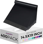 Fuxury Poly Mailers 14.5x19" 400 Pcs Bulk Black Shipping Bags for Clothing Strong Adhesive Shipping Envelopes for Small Business Suppliers Waterproof Mailers Poly Bags Mailing Envelopes