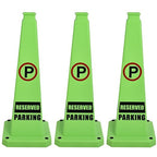 OrangeStar 3-Pack 28" Reserved Parking Cones, Large 4-Sided Message Safety Traffic Cones with Heavy Rubber Base for Indoor Outdoor Use, Parking Lot Control, Driveway Barriers