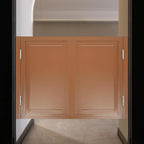 Solid Wood Interior Swing Door with Metal Hinges - Swinging Cafe Doors for Kitchen, Stairs, Bedroom Entrance & Partition (Brown, 47.2"X35.43")