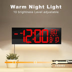 JALL 13" Large Digital Wall Mount Clock, Count Down Timer, Alarm, Big LED, DST, Temperature for Living Room Classroom Desk, Xmas, Birthday Gift for Senior Mom Dad
