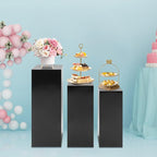 Eapmic Pedestal Stands for Party, Cake Pedestal Stand, Dessert Table Display Plinth Pillars, Sculpture Display Column Decoration Cube for Wedding Birthday (Black, Square-3Pcs(31.49"+25.59"+23.62"))
